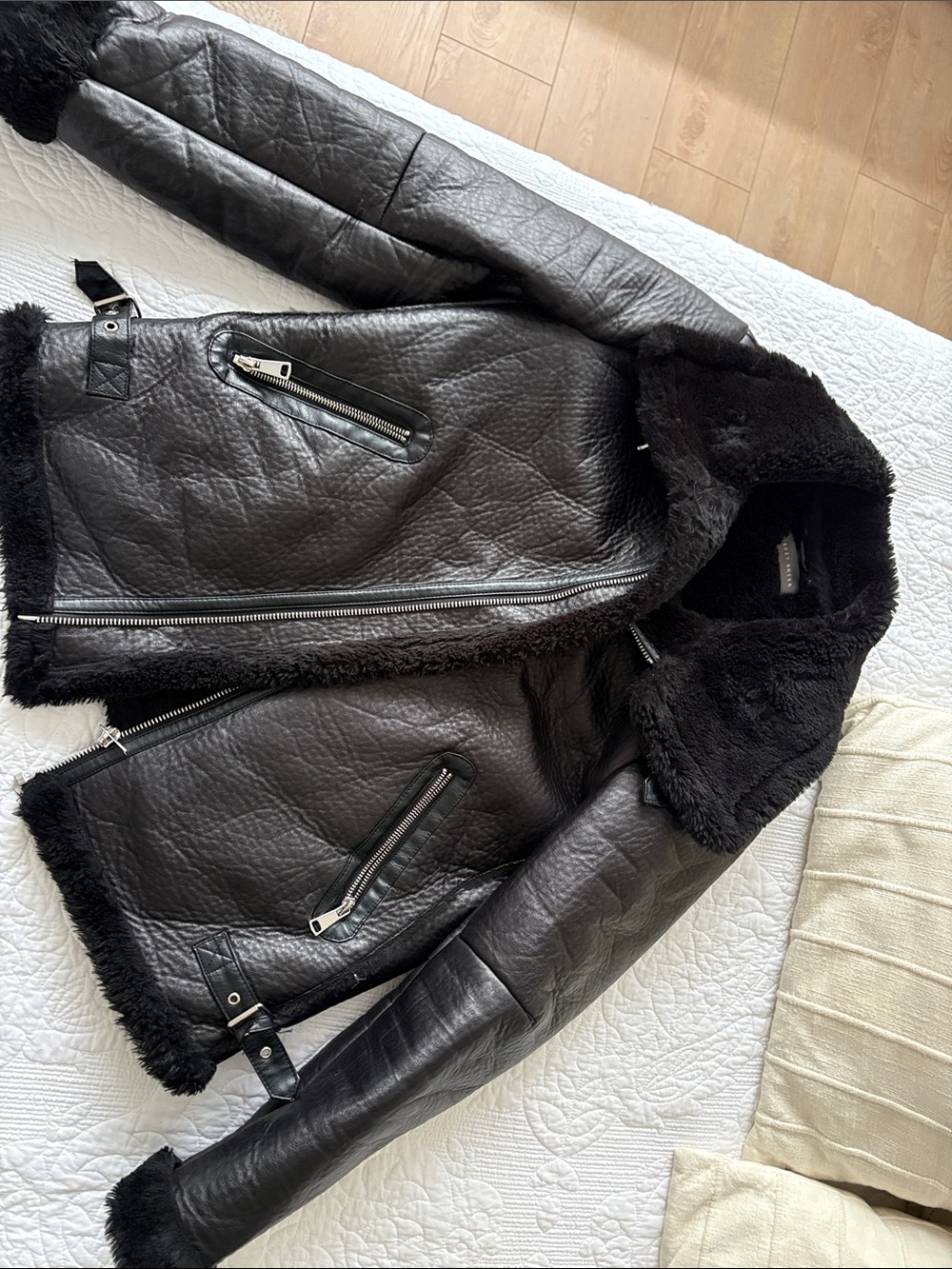 Suzy Shier Black Faux Shearling Leather Jacket